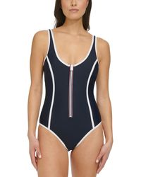 Tommy Hilfiger - Seamed One-piece Zip-up Swimsuit - Lyst