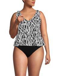 Lands' End - Plus Size Tie Shoulder Flutter Tankini Top - Lyst