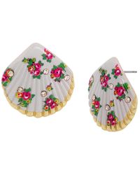 Betsey Johnson - Faux Stone Floral Shell Button Earrings - Lyst