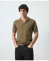 Mango - Cotton Knitted Structure Polo Shirt - Lyst