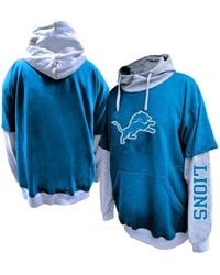 Fanatics - Blue/heather Gray Detroit Lions Big Tall Twofer Pullover Hoodie - Lyst