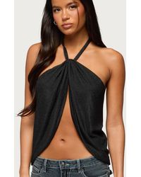 Edikted - Stasia Sparkly Knit Split Front Top - Lyst