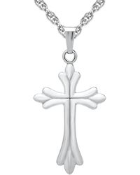 Macy's - Curved & Ribbed Polished Cross 18" Pendant Necklace - Lyst