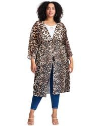 Avenue - Plus Size Tie-front Duster Kimono Sweater - Lyst