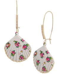 Betsey Johnson - Faux Stone Floral Shell Dangle Earrings - Lyst