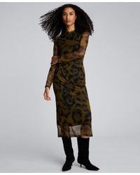 Kenneth Cole - Long Sleeve Modern Printed Midi Dress - Lyst