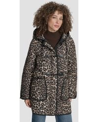DKNY - Hooded toggle Quilted Coat - Lyst
