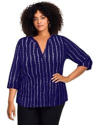 Avenue - Plus Size Split-neck Foil Top - Lyst