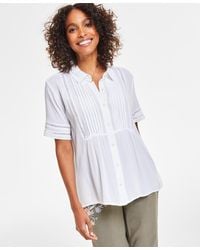 Style & Co. - Pintuck Short-sleeve Button-front Shirt - Lyst