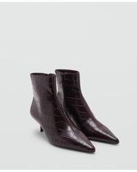 Mango - Croc-effect Pointed-toe Ankle Boots - Lyst