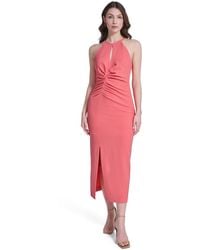 slim fit dress slacks Vince Camuto Sleeveless Tie Halter Neck Ruffle Satin Gown main image 0