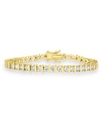 Simona - Radiant Alternating Round Cz And Polished Lined Bracelet - Lyst