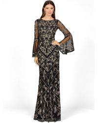 Lara - Bell Sleeved High Neck Beaded Gown - Lyst