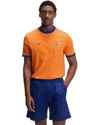BOSS - Boss By Stretch-cotton Netherlands Country Flag Logo T-shirt - Lyst