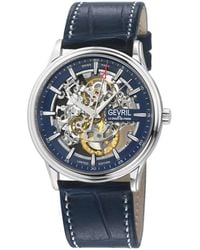 Gevril - Five Points Swiss Automatic Italian Leather Strap Watch - Lyst