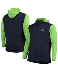 Dunbrooke - College Navy And Neon Green Seattle Seahawks Big And Tall Alpha Full-zip Hoodie Jacket - Lyst