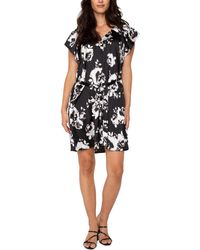 Liverpool Los Angeles - Floral-print Flutter-sleeve Dress - Lyst