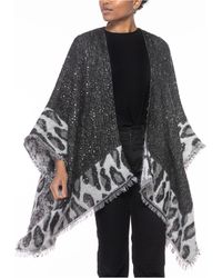 INC International Concepts Sequin & Animal-print Border Topper, Created For Macy's - Black