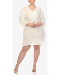 White Mark - Mark Plus Size Sheer Embroidered Knee Length Cover Up Dress - Lyst