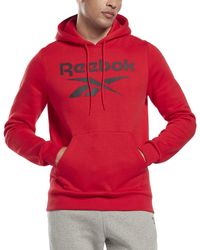 Reebok - Identity Classic-fit Stacked Logo-print Fleece Hoodie - Lyst