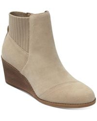 TOMS - Sadie Suede Round Toe Wedge Boots - Lyst
