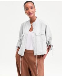 INC International Concepts - Tie-sleeve Chambray Tie-waist Blouse - Lyst