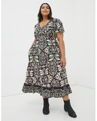 FatFace - Plus Size Priya Mosaic Leaf Midi Dress - Lyst