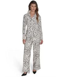 Halston - Printed Button Front Shirt Printed High Rise Wide Leg Pants - Lyst