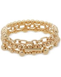 Anne Klein - Tone Beaded Multi-row Stretch Bracelet - Lyst