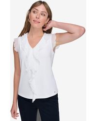 Tommy Hilfiger - Ruffled Mixed-media Top - Lyst