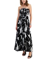 Taylor - Strapless Pleated Satin Gown - Lyst