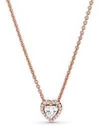 PANDORA - Timeless Sparkling Cubic Zirconia Heart Collier Necklace - Lyst