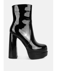 LONDON RAG - Bander Patent Pu High Heel Platform Ankle Boots - Lyst