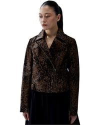 Pcfg - Your Itch Leopard-print Kangaroo Leather Jacket - Lyst