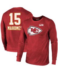 Majestic - Threads Patrick Mahomes Kansas City Chiefs Super Bowl Lviii Name And Number Tri-blend Long Sleeve T-shirt - Lyst