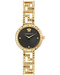 Versace - Swiss Greca Goddess Gold Ion Plated Stainless Steel Cut-out Bracelet Watch 28mm - Lyst