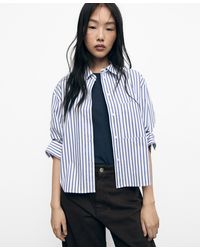 Mango - Striped Cropped Shirt - Lyst