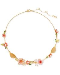 Kate Spade - Gold-tone Color Cubic Zirconia & Imitation Pearl Flower Statement Necklace - Lyst