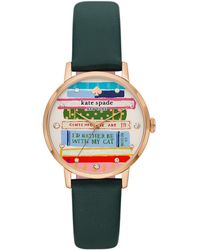 Kate Spade Leather Strap Metro Flying Pig Watch in Pink Lyst