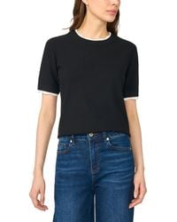 Cece - Lace-trim Crewneck Short-sleeve Sweater - Lyst
