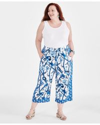 Style & Co. - Plus Size Linen Printed Drawstring Capri Pants - Lyst