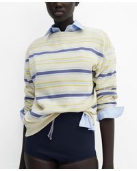 Mango - Round-neck Striped Sweater - Lyst