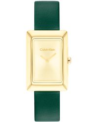Calvin Klein - Two Hand Leather Strap Watch 22.5mm - Lyst