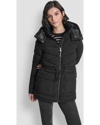 DKNY - Shine Hooded Anorak Puffer Coat - Lyst