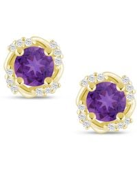 Macy's - Gemstone And Diamond Framed 1/3" Stud Earrings - Lyst