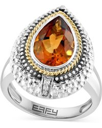 Effy - Effy® Citrine (2-5/8 Ct. T.w.) & Diamond Accent Pear Ring In Sterling Silver & 14k Gold-plate - Lyst