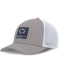 Nike - Gray/white Penn State Nittany Lions 2025 On-field Rise Engineered Trucker Adjustable Hat - Lyst