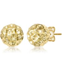 Genevive Jewelry - Sterling Silver 14k Plated Honeycomb Textured Stud Earrings - Lyst