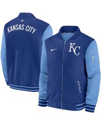 Nike - Royal/light Blue Kansas City Royals Authentic Collection Dugout Full-zip Bomber Jacket - Lyst