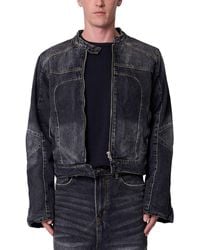 MNML - Panelled Moto Denim Jacket - Lyst